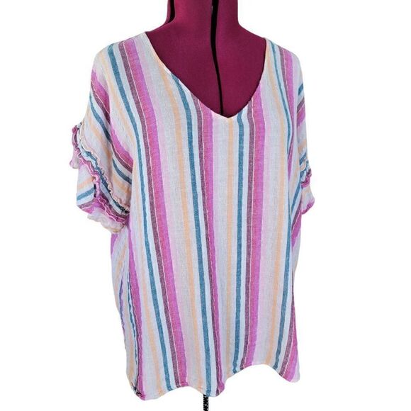 Chelsea & Theodore Linen Striped Top (Size 2X) - Picture 6 of 6
